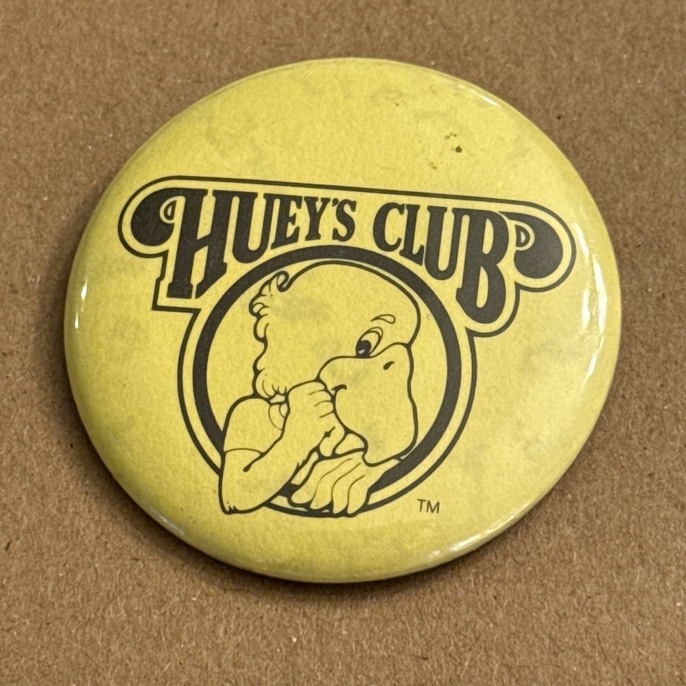 Huey's Club Parrot Bird Vintage Pinback Button Pin Round Circle